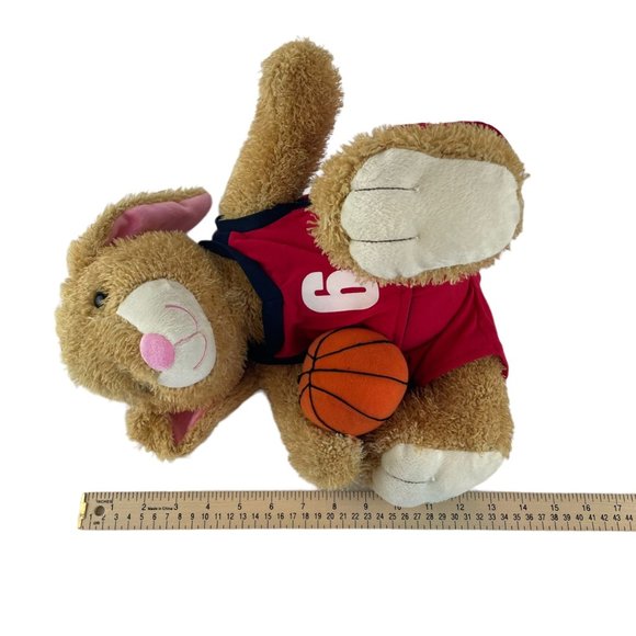 Walmart Bunny Rabbit Plush Red Basketball Uniform Ball 13" Stuffed Animal Toy - Picture 5 of 6